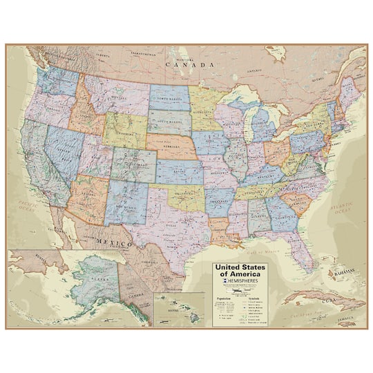 Hemispheres Boardroom Series Laminated United States Map By Hemispheres / Waypoint Geographic | Michaels®